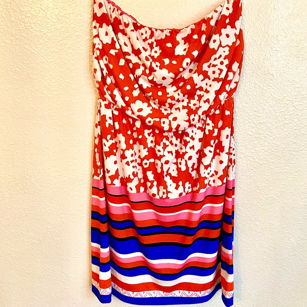 Joy Joy Strapless Patterned Dress EUC
